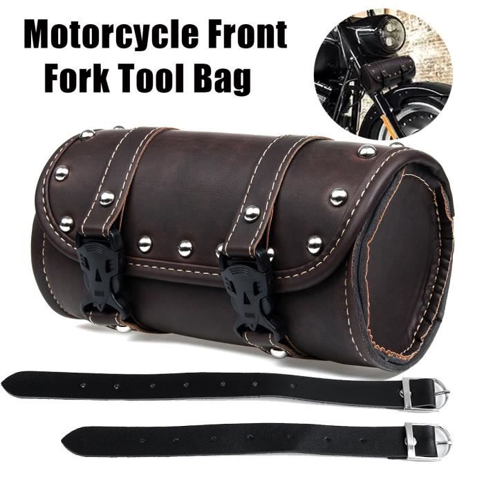 Sac De Fourche Moto En Cuir PU - Vintage - Sac à Outils étanche - Réglable Multi-positions