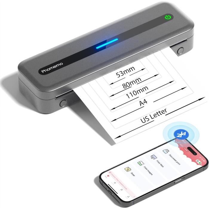 Bisofice Imprimante Portable A4, Imprimantes Photo Portables A40, 304 DPI Imprimante Thermique