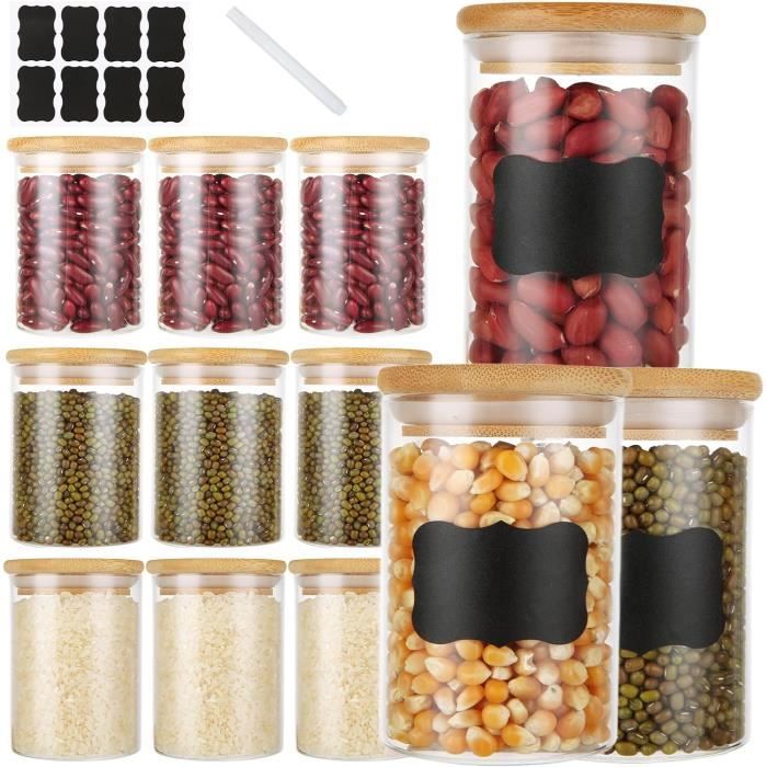 Lot De 4 Pots à épices En Verre Hermétiques - 5,5x5,5x12 Cm, Style Moderne Avec Couvercles