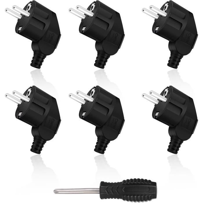 ZOREI 90° Schuko-Stecker – 4 Stück, Platzsparend, Schwarz, 16A/250V