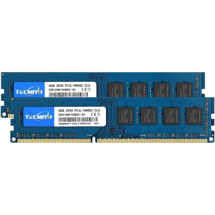 16Go Kit(2X8Go)Ddr3 Barrette De Ram 1333Mhz Pc3-10600U Non-Ecc 1.5V Cl9 ...