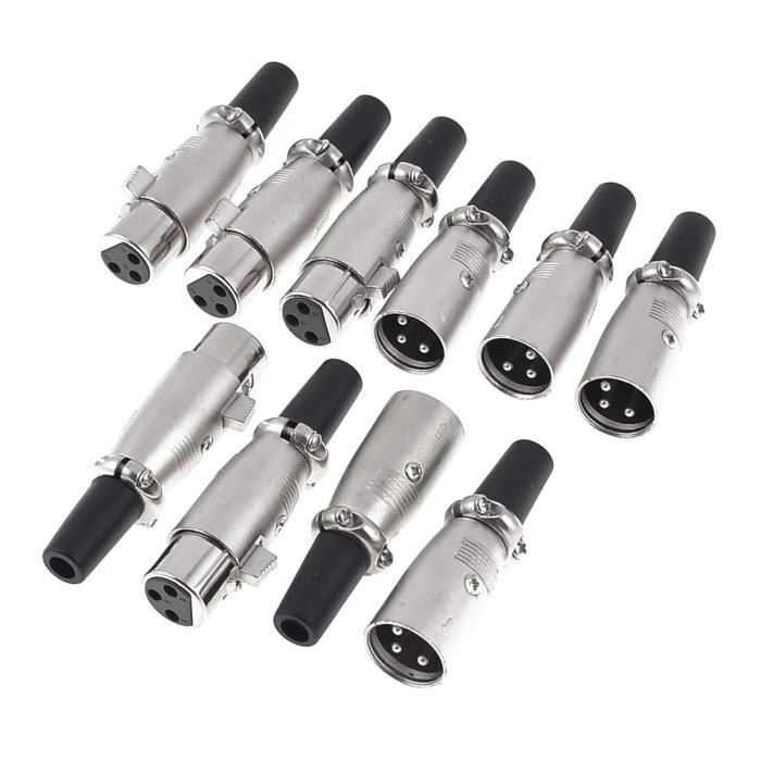 sourcing map 3 Broches XLR Femelle Connecteur pour Microphone Micro Câble Fiche Connecteur Micro Audio Prise 2Pcs