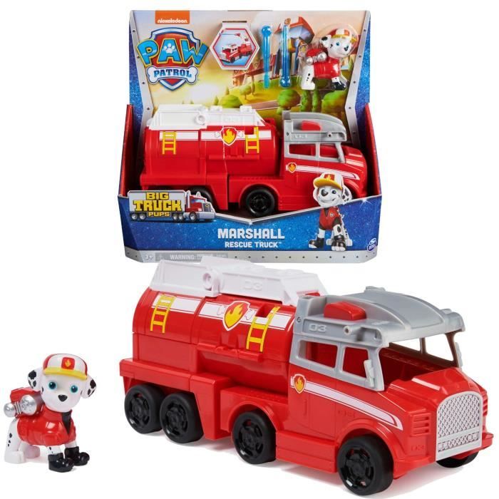 Paw Patrol Big Truck Pups Marshall figurine et vehicule camion citerne service d incendie Cdiscount Jeux Jouets
