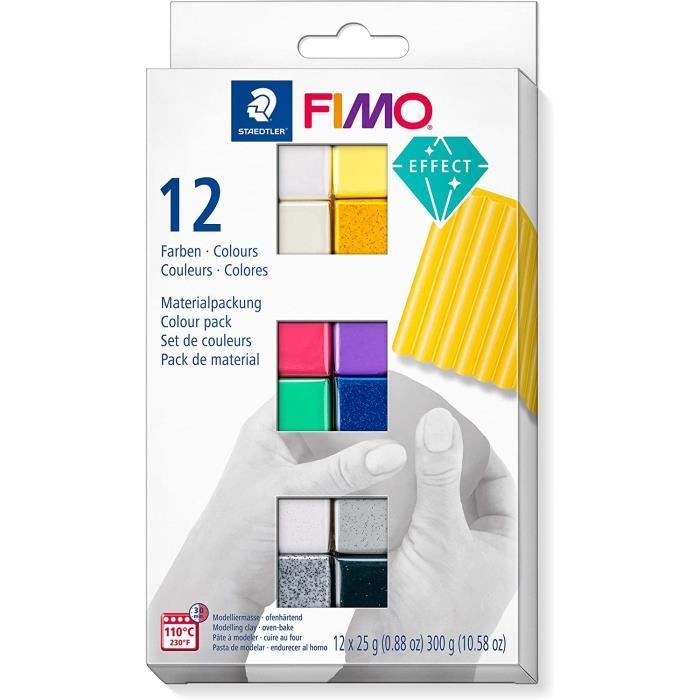STAEDTLER - Fimo effect - Set 12 pains pâte à modeler - 25 Grammes ...