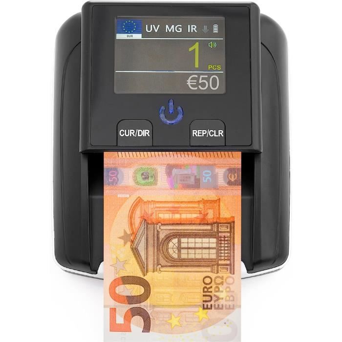 Détecteur De Faux Billets ZENACASA - Compteur Multi-devises (EUR, USD, GBP) - Détection UV/MG/IR