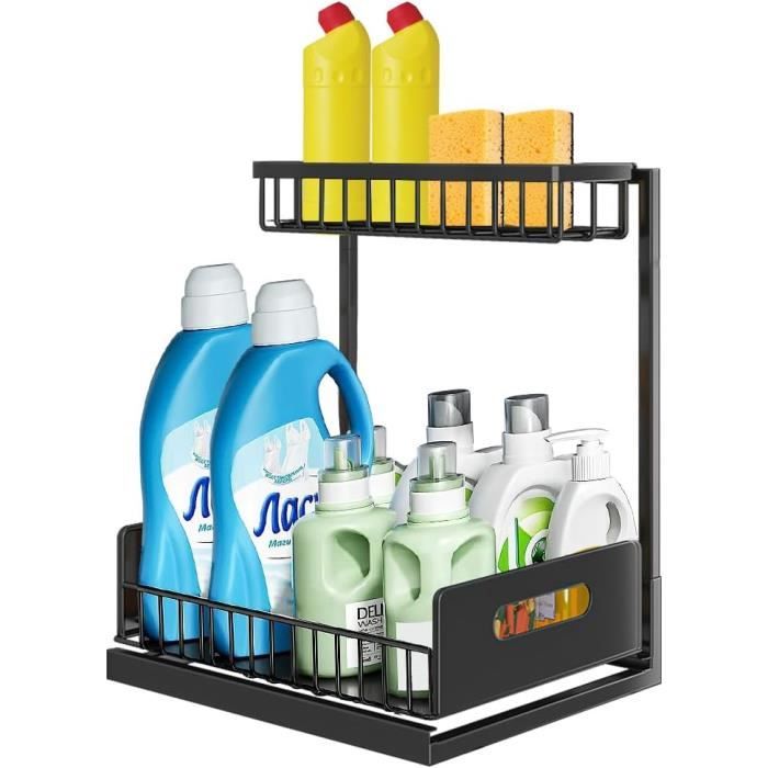 2Pcs Panier De Rangement Coulissant Pour Armoire, étagère à Tiroir