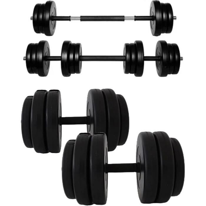 Ensemble D'haltères POWRX Réglable 20kg, 30kg, 40kg | Set Poids Home Gym | Barres + Disques Vinyle | Idéal Musculation Maison