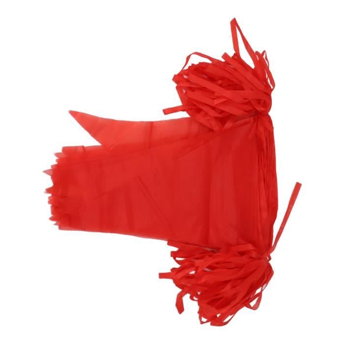 10 Drapeaux Rouges Sur Bâton Bois - Mini Fanions Pour Fête, Décorations Festives
