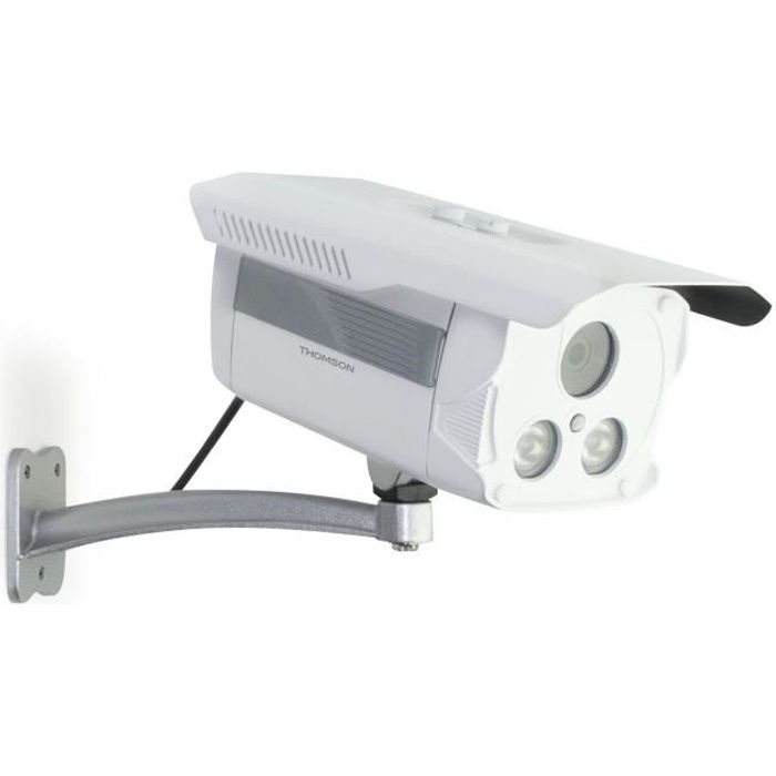 Caméra de surveillance IP extérieure - THOMSON - Avec détection de mouvement et vision nocturne - Blanc