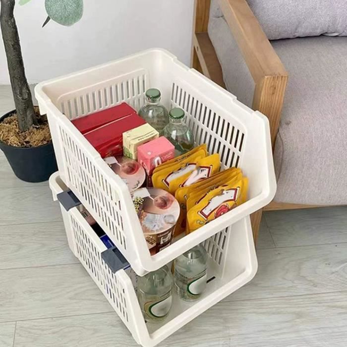TMISHION bacs de rangement empilables Panier de rangement empilable ...