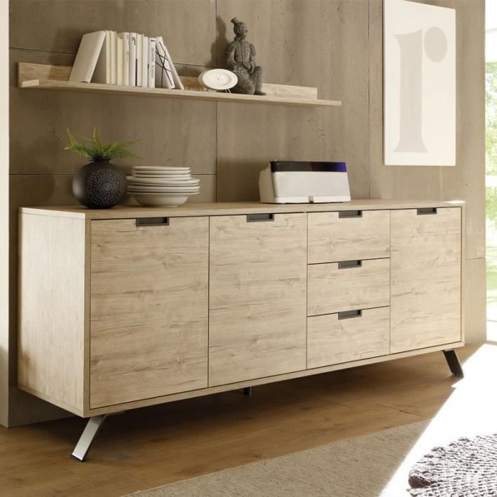 Renforcer Une Armoire En Aggloméré Buffet 3 Portes 3 Tiroirs Chene Clair Palerme L 206 X L 50 X H