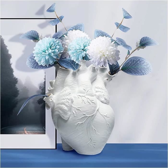 Vase Anatomique Leroy Merlin Vase Décoratif Cœur Anatomique - Blanc - Décoration Salon - Pot Fleurs Séchées - 21cm Pot Fleurs Séchées Original