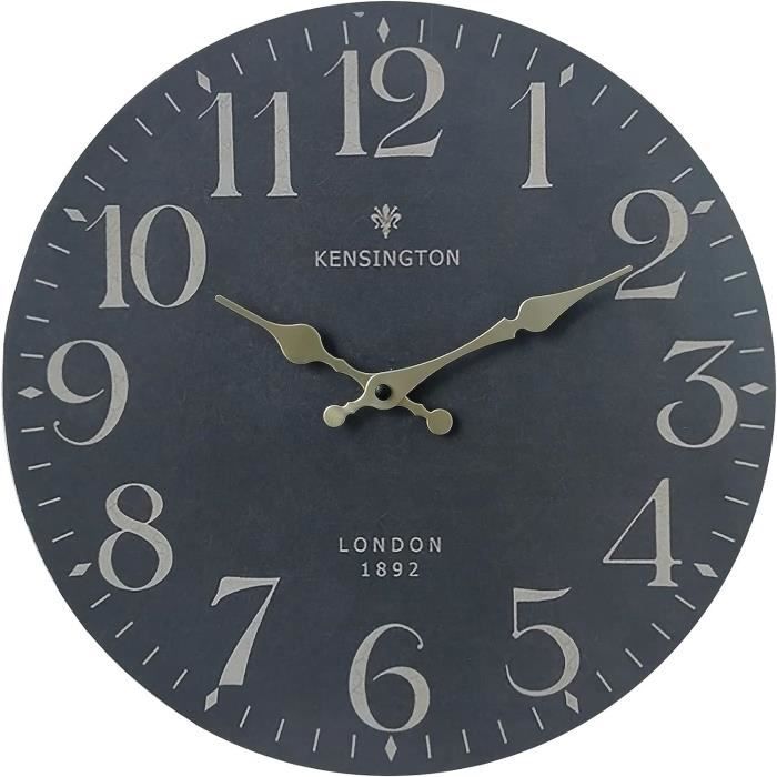 Horloge Murale Ronde Rose Diamètre 34cm - Style Campagne, Alimentation Piles