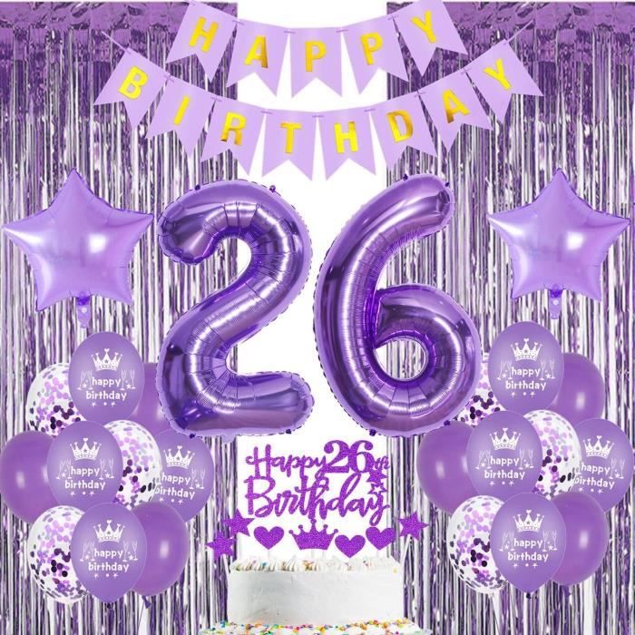 Décoration Anniversaire 26 Ans Femme - Kit Ballons Et Accessoires Rose Gold Et Noir - Pour Fête Et Gâteau - 6