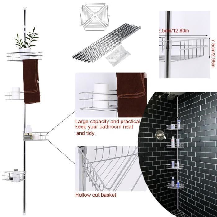 Etagère De Douche Télescopique à 4 étagères – Serviteur De Douche à