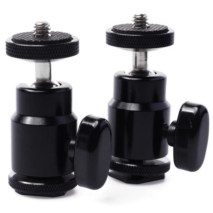 XCSOURCE® 2x Mini Rotule métallique 360 ° Fixation à vis 1/4  pour Griffe de Trépied de Canon Nikon DC482 