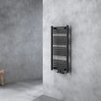 Sogood radiateur de salle de bain sèche-serviette 100x50cm radiateur tubulaire vertical chauffage à eau chaude noir-gris-1