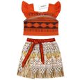 Robe de princesse Moana pour filles - JUREBECIA - Orange - Coton et polyester doux et respirant-1