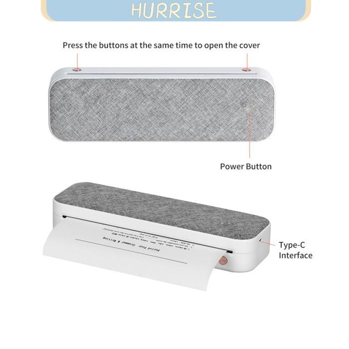 Imprimante Portable Sans Encre A4 Thermique Bluetooth 200 DPI - Idéale Voyages Et Bureaux Mobiles
