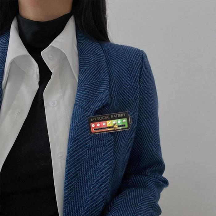 HQRKOTM Pins Social Battery - 4 Épingles De Humeur, Alliage Zinc - Pour Sac à Dos, Veste, Cadeau