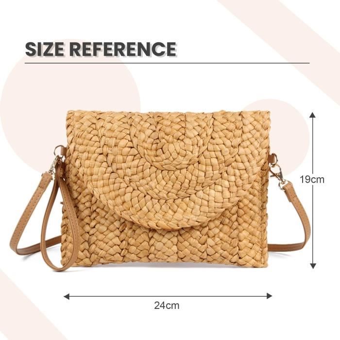 Petit sac fourre-tout en paille tressée à la main Sac à main bandoulière Beach Boho - Canada