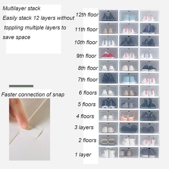 Rangement Chaussures, Boite Chaussures En Plastique Empilable, Boîte