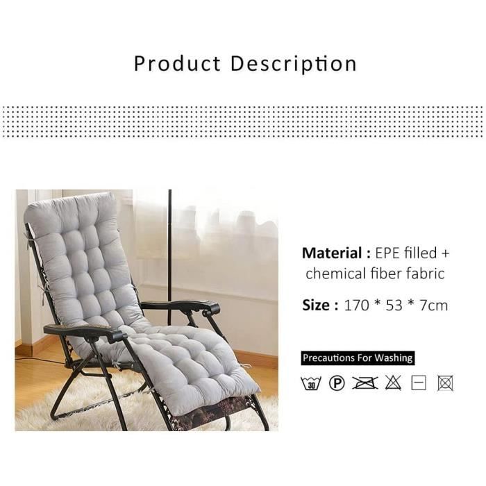 Coussin Chaise Longue Extérieur,Coussin De Chaise Longue Bain De Soleil 170* 53/150*53CM Coussin Transat Jardin,Coussin Bain De Soleil,Coussin Chaise Longue Pliable,Coussin De Jardin Extérieur ( Color