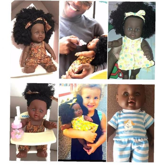 Fille noire Poupée afro-américaine de jeu pour bébé poupées 12 pouces  cheveux bouclés Brown - Cdiscount Jeux - Jouets