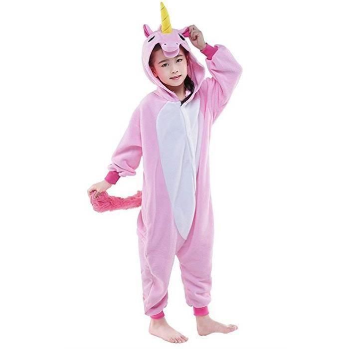 Combinaison Pyjama Licorne Enfant - FINDPITAYA - Rose - Flanelle