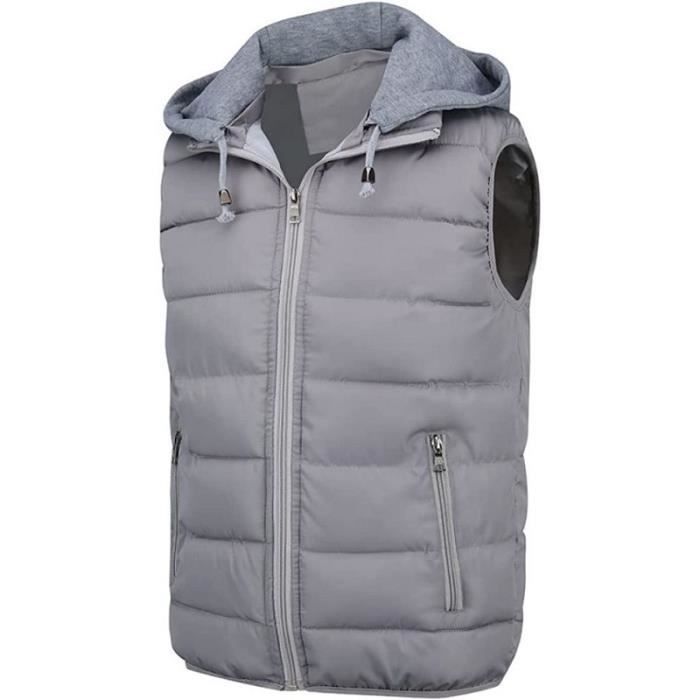 FEOYA – Gilet Sans Manches Homme Matelassé à Capuche, Doudoune Légère Pour Sport Et Plein Air