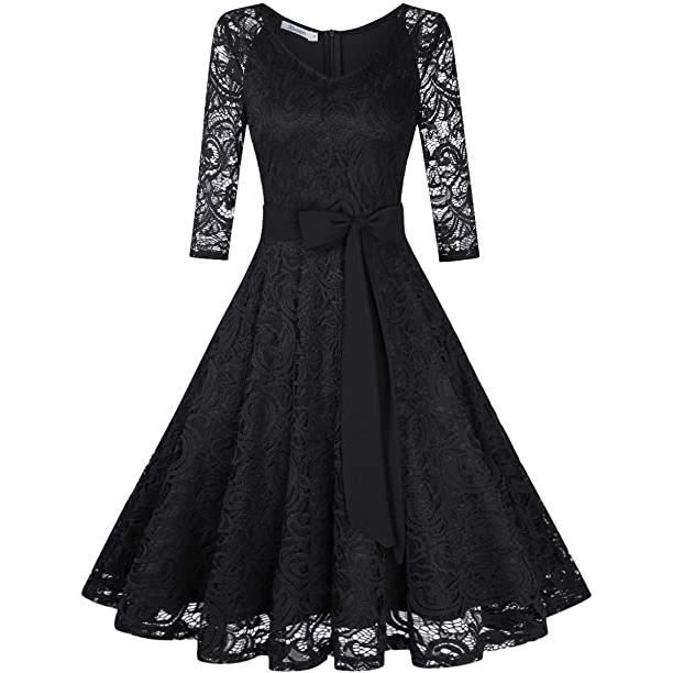 1950 Robe Vintage Retro de Soiree Femme Dentelle Noir Cdiscount Pret a Porter