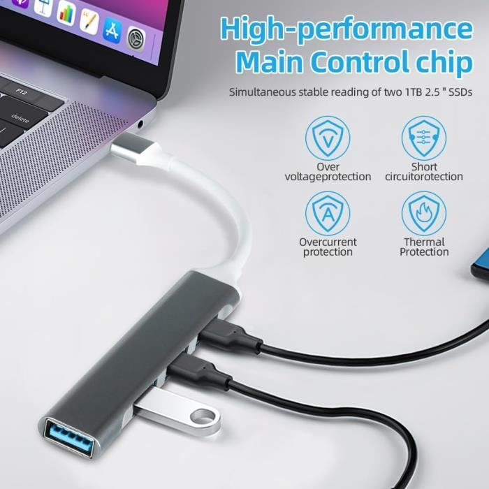 Hub Usb 3.0 4 Ports, Data Hub Usb Ultra Fin, Rallonge Usb 3.0 Transfert ...