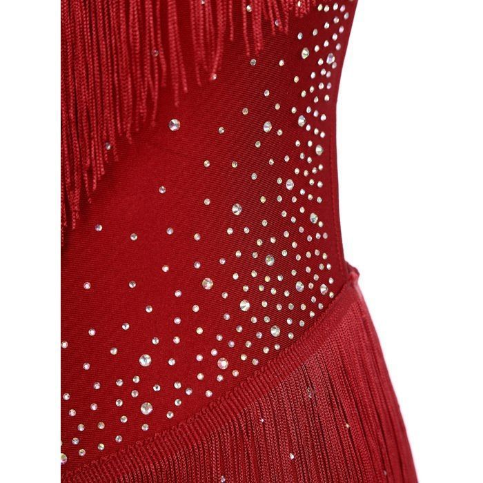 Justaucorps Gymnastique Fille Strass Frange - Robe Patinage Artistique Danse 5-16 Ans
