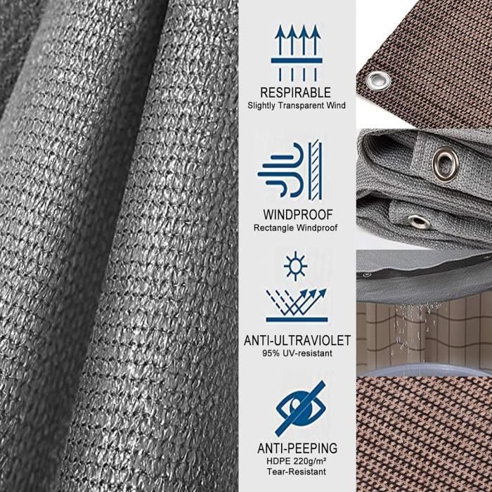 Voile D'Ombrage Rectangulaire 2X3M Hdpe Toile Ombrage Auvent Respirant