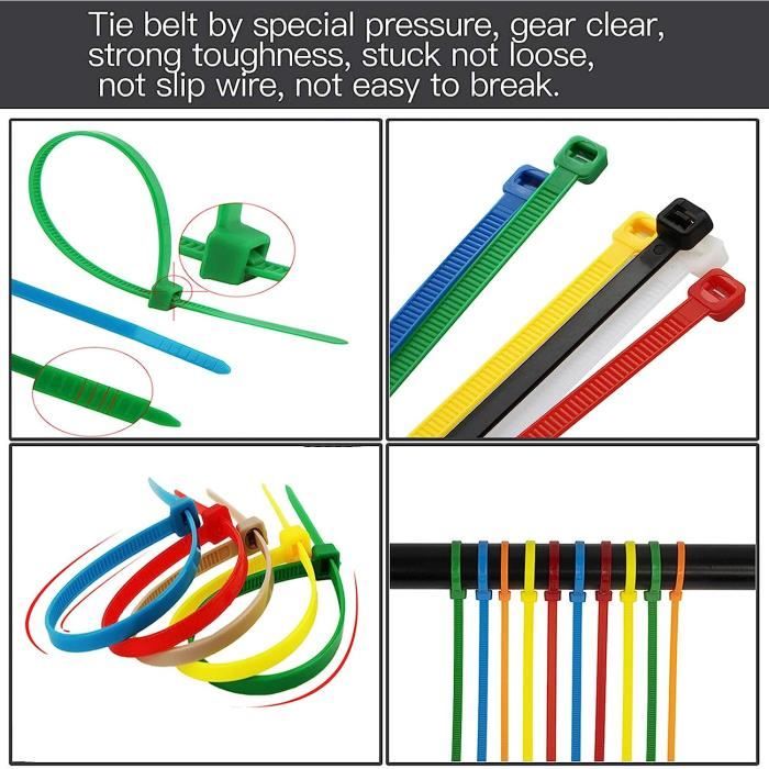 colliers électricien | colliers plastique serrage | Attache de câble |  Serre câble | Lot de 10 collierss Fixation pour Câble 16 Ø/32 mm Noir |  709131