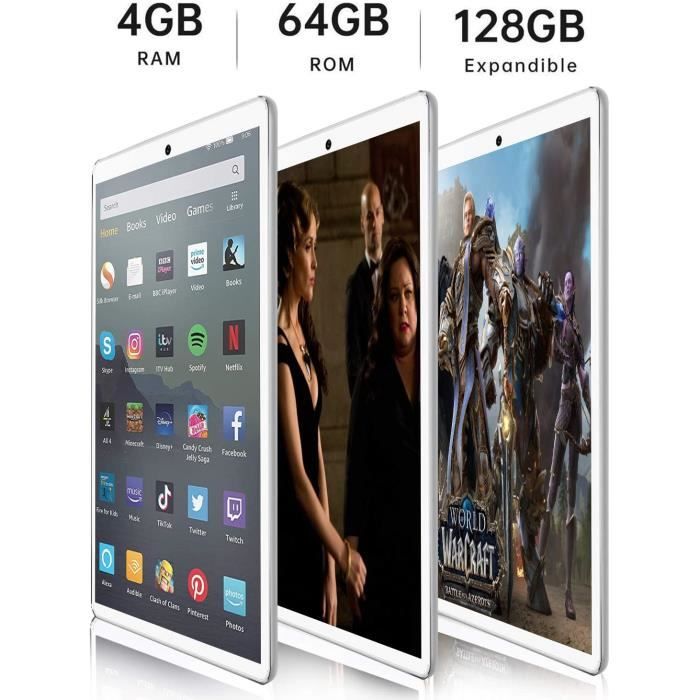 4G LTE Tablette Tactile 10.1”-4 Go+64 Go/128Go-Android2