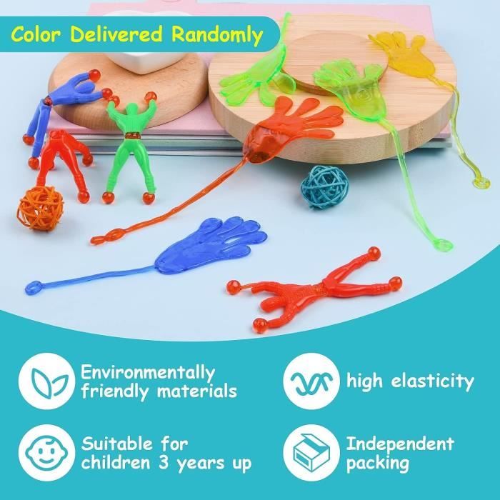 30 Jouets Extensibles Collants - 15 Mains Et 15 Grimpeurs Muraux - Pour Enfants, Fêtes, Cadeaux D'anniversaire - Adhésif Réutilisable