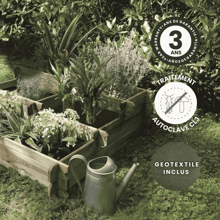 Carré Potager Bois Forest Style Angelic 137L - 80x60x36cm - Jardinage Urbain