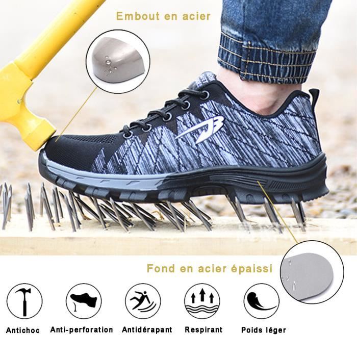 Chaussures De Sécurité Embout Acier - Anti-écrasement Et Anti-pénétration