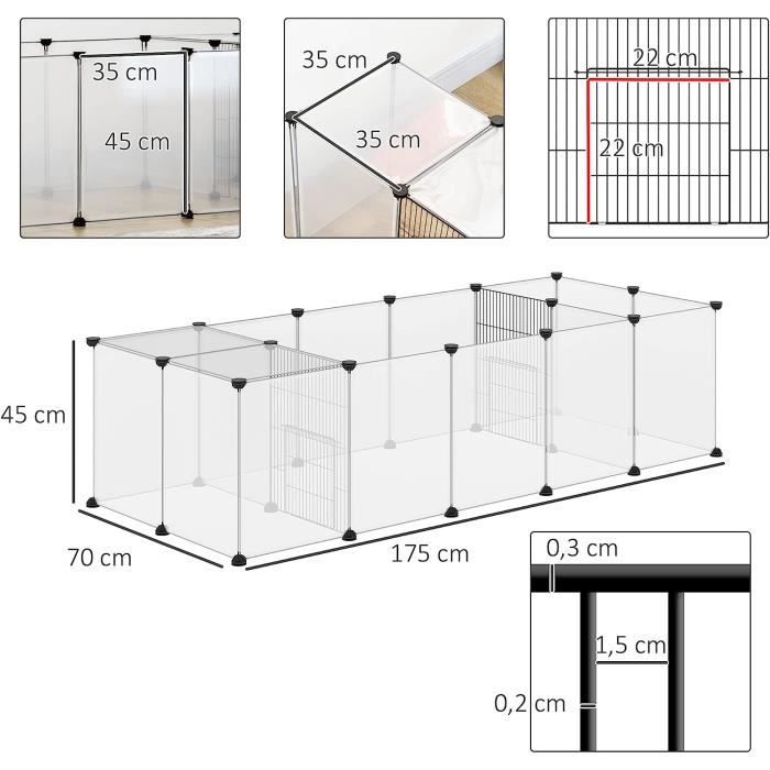 Lapin Enclos Intérieur, Cage Modulable, Parc Pour Petits Animaux, Cochon D'Inde, Hamster, Chiot