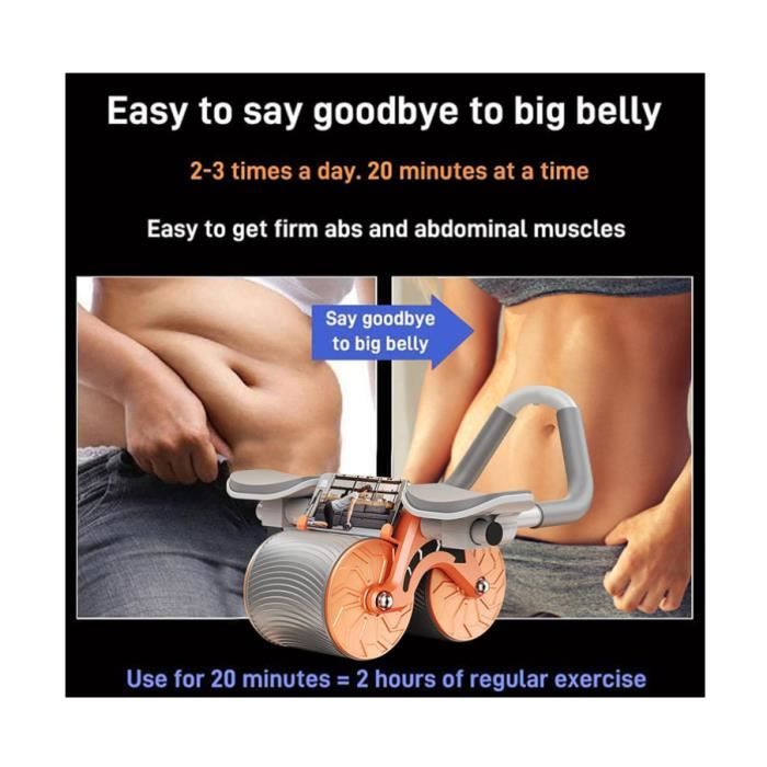 Roller AB à Roue Abdominale 4 Roues Avec Rebond Automatique - Poignée Mousse, Roues PU, Pour Abdos, Dos, Pectoraux