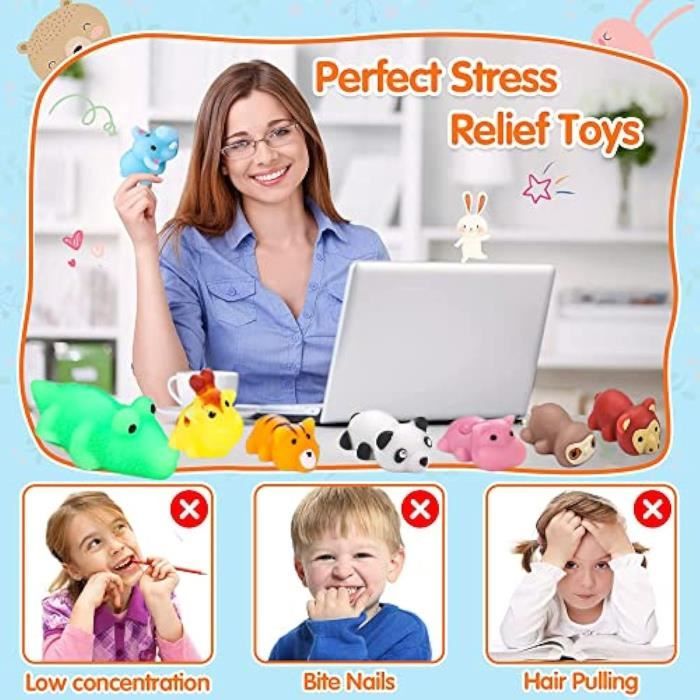 12 Pièces Jouet Animaux Anti-Stress Mochi Squishy Animal Squeeze Mini  Figurines Super Mignon Cadeau d’Anniversaire Fête pour Enfant