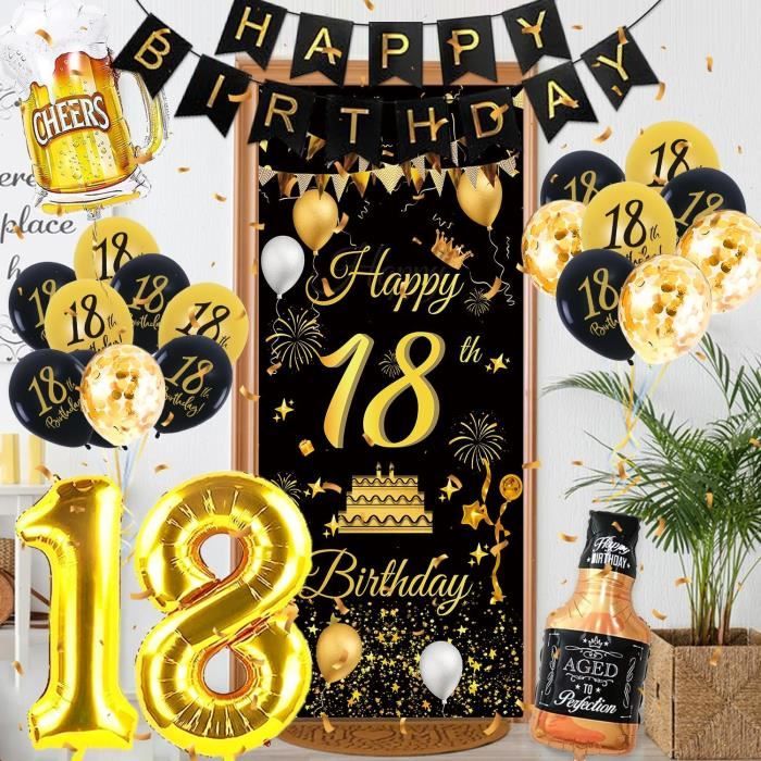 Bannière Anniversaire 18 Ans Or Rose – Décoration Élégante Happy 18 Birthday, Fond Scintillant Pour Fête Fille, Photo Booth, Table Ou Mur (120x80 Cm)