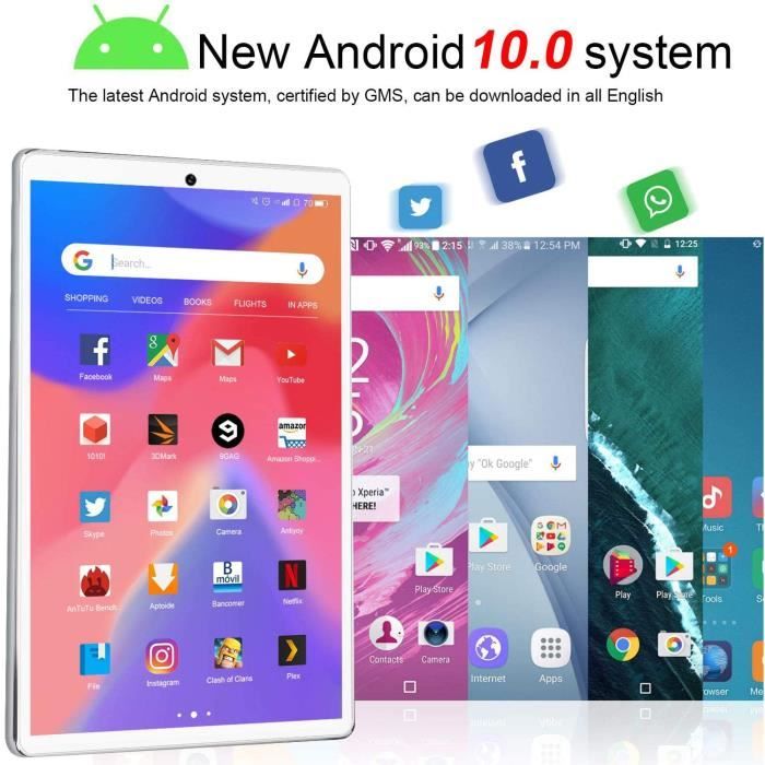 4G LTE Tablette Tactile 10.1”-4 Go+64 Go/128Go-Android3