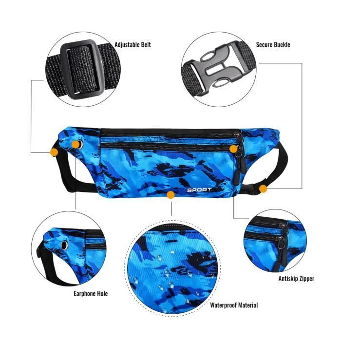 oxpecker Sac banane imperméable pour homme et femme - Pour entraînement, voyage, course à pied, randonnée, cyclisme, sangle réglable pour l'extérieur., Gris, Petit, Sports
