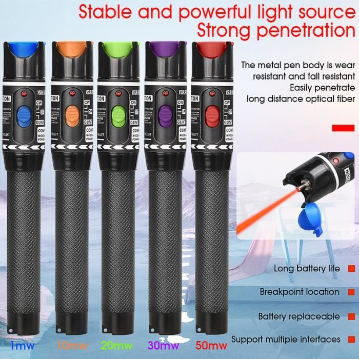 Testeur laser à fibre optique rechargeable USB 15mW-30mW