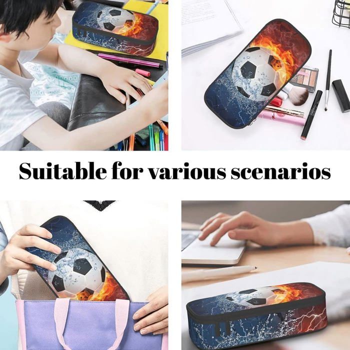 Trousse Scolaire Garçon Thème Football - Grande Capacité, Extensible, Pour Collège Et Lycée - 7