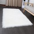 Grand tapis rectangle blanc en peau de mouton, impression fausse fourrure, pour salon, 50 x 150 cm-0