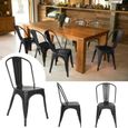 JEOBEST® Lot de 4 Chaises Design Industriel-Chic Noir-0