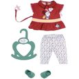 Tenue 4 pièces Pantalon Et Haut Rouge lapin + Chaussures Vertes + Tétine Baby Born - 36 cm - Habit Poupée - Zapf Accessoire vê-0